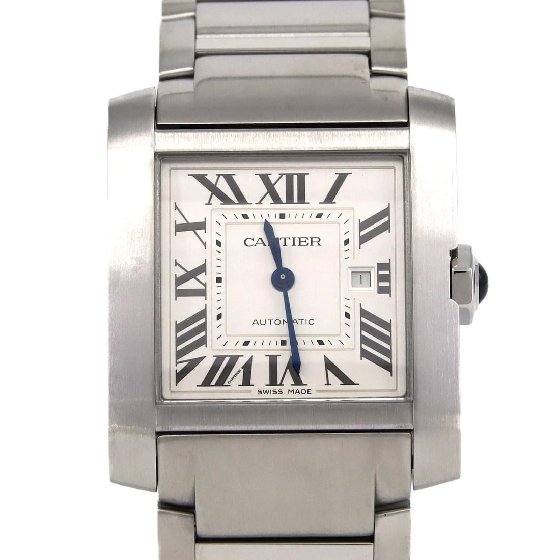 CARTIER TANK FRANÇAISE STAINLESS STEEL WATCH: Cartier Tank Française Stainless Steel Watch Brand: CARTIER Type: Wrist watch Material: Case: Stainless Steel Breath: Stainless Steel Color: Dial color: Silver/Roman Size: Case diameter: 30.5