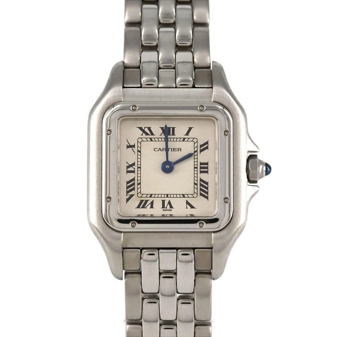CARTIER PANTHERE STAINLESS STEEL WATCH: Cartier PANTHERE Stainless Steel Watch Brand: CARTIER Type: Wrist watch Material: Case: Stainless Steel Breath: Stainless Steel Color: Dial color: Silver/Roman Size: Case diameter: 22x30 mm