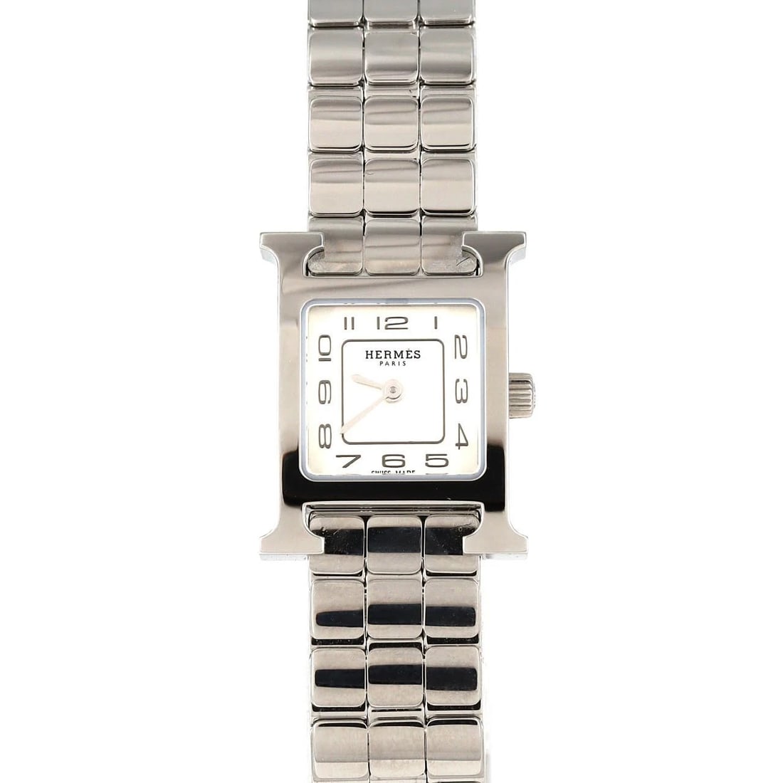 HERMÈS WATCH STAINLESS STEEL WATCH: Hermès Watch Stainless Steel Watch Brand: HERMES Type: Wrist watch Material: Case: Stainless Steel Breath: Stainless Steel Color: Dial color: White/Arabic Size: Case diameter: 17x24.5mm Max wrist