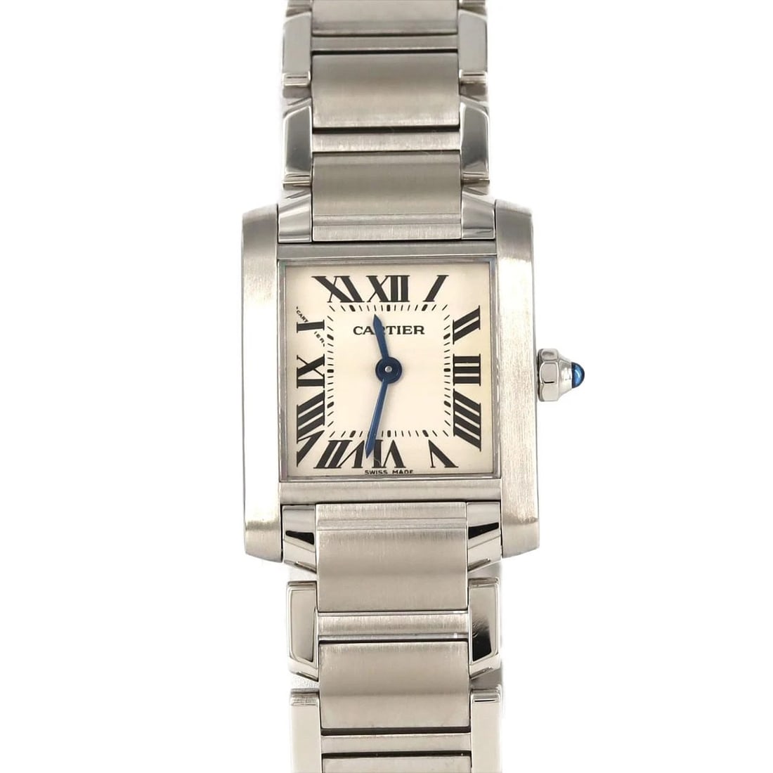 CARTIER TANK FRANCAISE SS WATCH: Cartier Tank Francaise SS Watch Brand: Cartier Type: Wristwatch Material: Case: SST Bracelet: SST Color: Dial Colors: Silver Roman Size: Case diameter: 20x25mm Max Wrist size: 16cm 