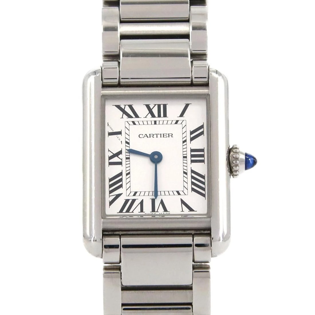 CARTIER TANK STAINLESS STEEL WATCH: Cartier Tank Stainless Steel Watch Brand: CARTIER Type: Wrist watch Material: Case: Stainless Steel Breath: Stainless Steel Color: Dial color: Silver/Roman Size: Case diameter: 22x29.5mm Max