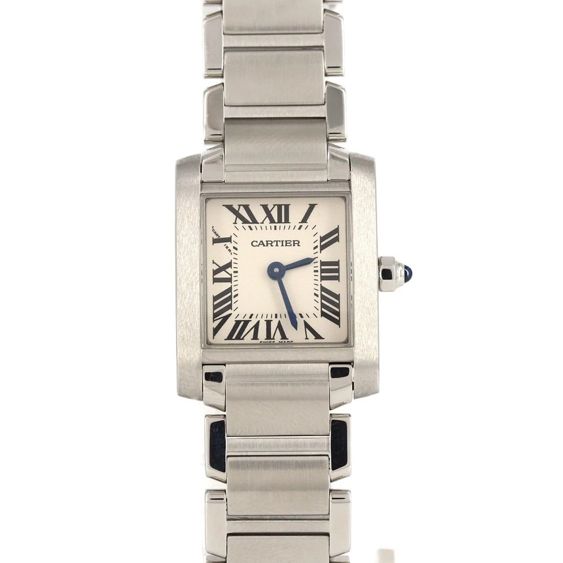 CARTIER TANK FRANCAISE SS WATCH: Cartier Tank Francaise SS Watch Brand: Cartier Type: Wristwatch Material: Case: SST Bracelet: SST Color: Dial Colors: Silver Roman Size: Case diameter: 20x25mm Max Wrist size: 15.5cm 