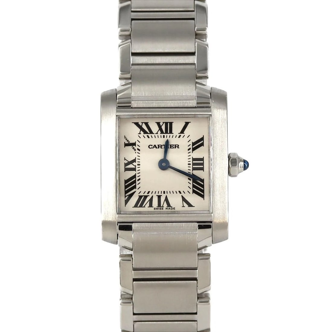 CARTIER TANK FRANCAISE SS WATCH: Cartier Tank Francaise SS Watch Brand: Cartier Type: Wristwatch Material: Case: SST Bracelet: SST Color: Dial Colors: Silver Roman Size: Case diameter: 20x25mm Max Wrist size: 15cm 