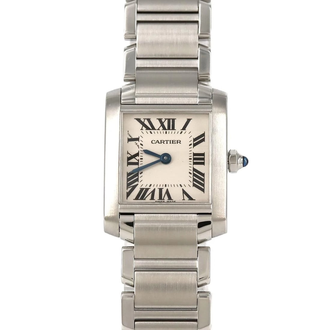 CARTIER TANK FRANCAISE SS WATCH: Cartier Tank Francaise SS Watch Brand: Cartier Type: Wristwatch Material: Case: SST Bracelet: SST Color: Dial Colors: Silver Roman Size: Case diameter: 20x25mm Max Wrist size: 15.5cm 