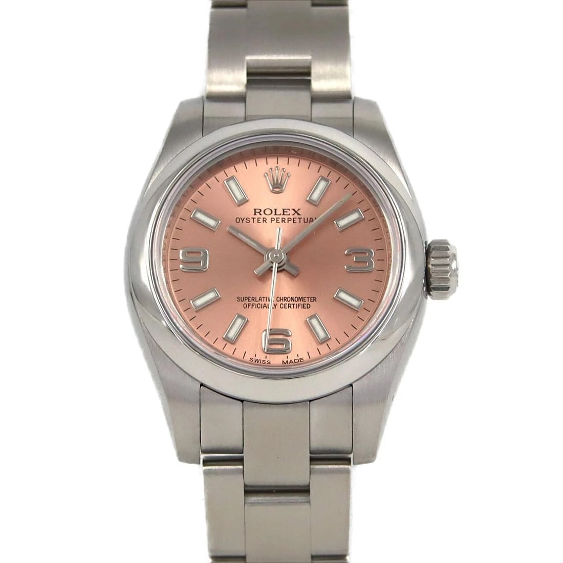 ROLEX OYSTER PERPETUAL STAINLESS STEEL WATCH: Rolex Oyster Perpetual Stainless Steel Watch Brand: ROLEX Type: Wrist watch Material: Case: Stainless Steel Breath: Stainless Steel Color: Dial color: Pink/3.6.9 Size: Case diameter: Approx.