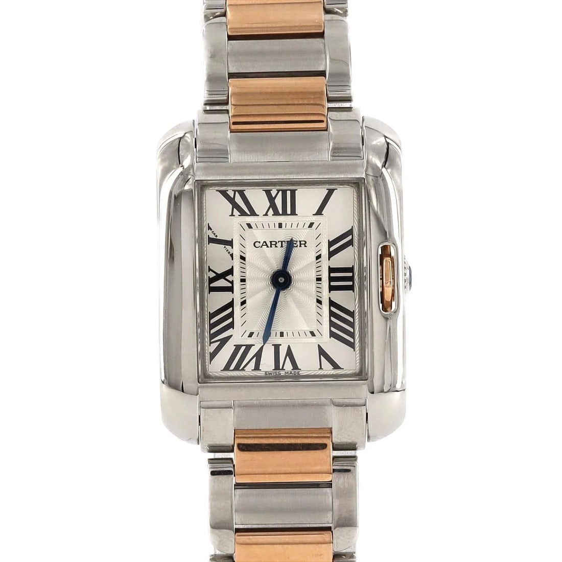CARTIER TANK ANGLAISE SSXPG WATCH: Cartier Tank Anglaise SSxPG Watch Brand: Cartier Type: Wristwatch Material: Case: SST x Pink gold Bracelet: SST x Pink gold Color: Dial Colors: Silver Roman Size: Case diameter: 22.5x30mm Max