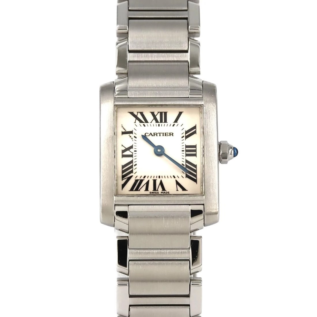 CARTIER TANK FRANCAISE SS WATCH: Cartier Tank Francaise SS Watch Brand: Cartier Type: Wristwatch Material: Case: SST Bracelet: SST Color: Dial Colors: Silver Roman Size: Case diameter: 20x25mm Max Wrist size: 17cm 