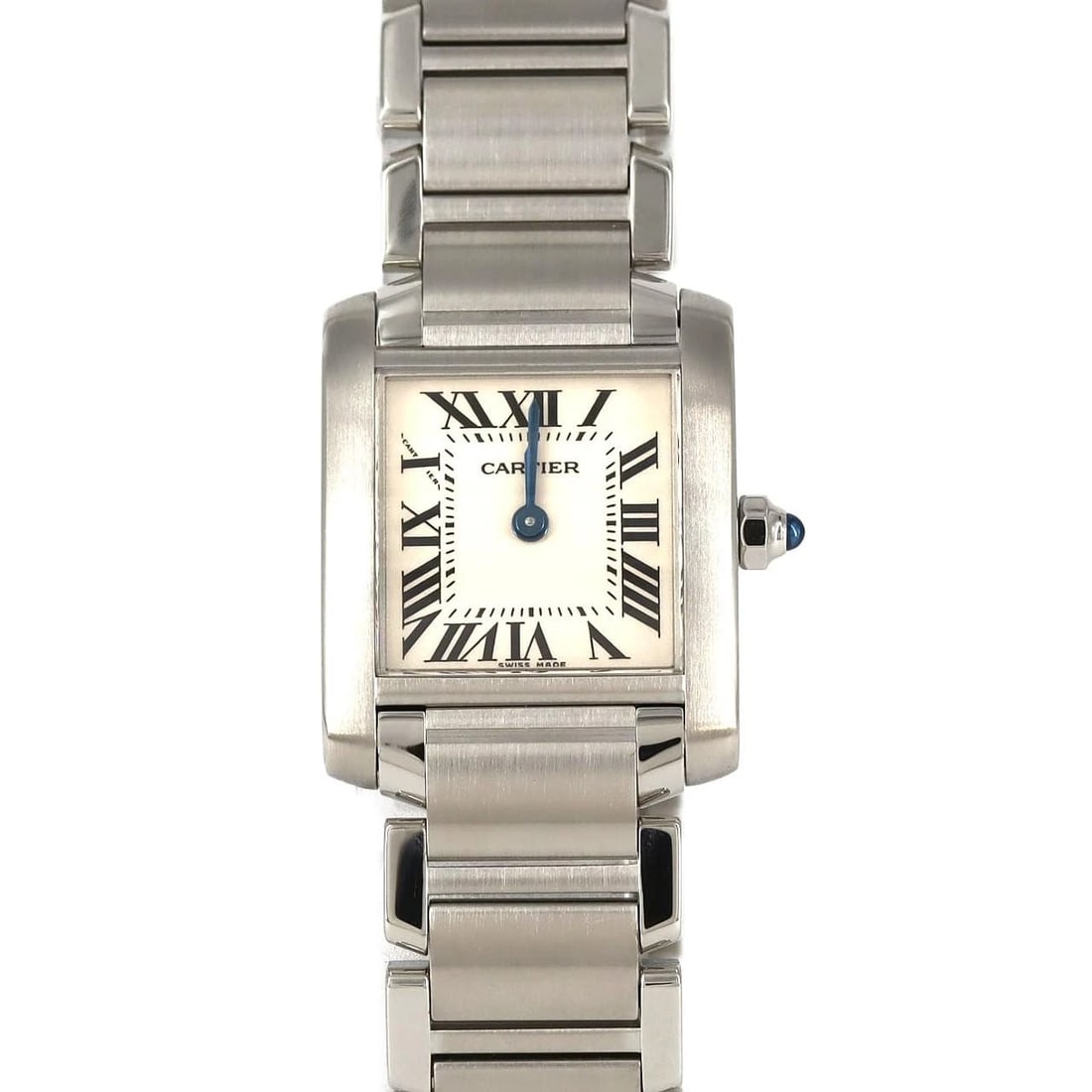 CARTIER TANK FRANÇAISE STAINLESS STEEL WATCH: Cartier Tank Française Stainless Steel Watch Brand: CARTIER Type: Wrist watch Material: Case: Stainless Steel Breath: Stainless Steel Color: Dial color: Silver/Roman Size: Case diameter: