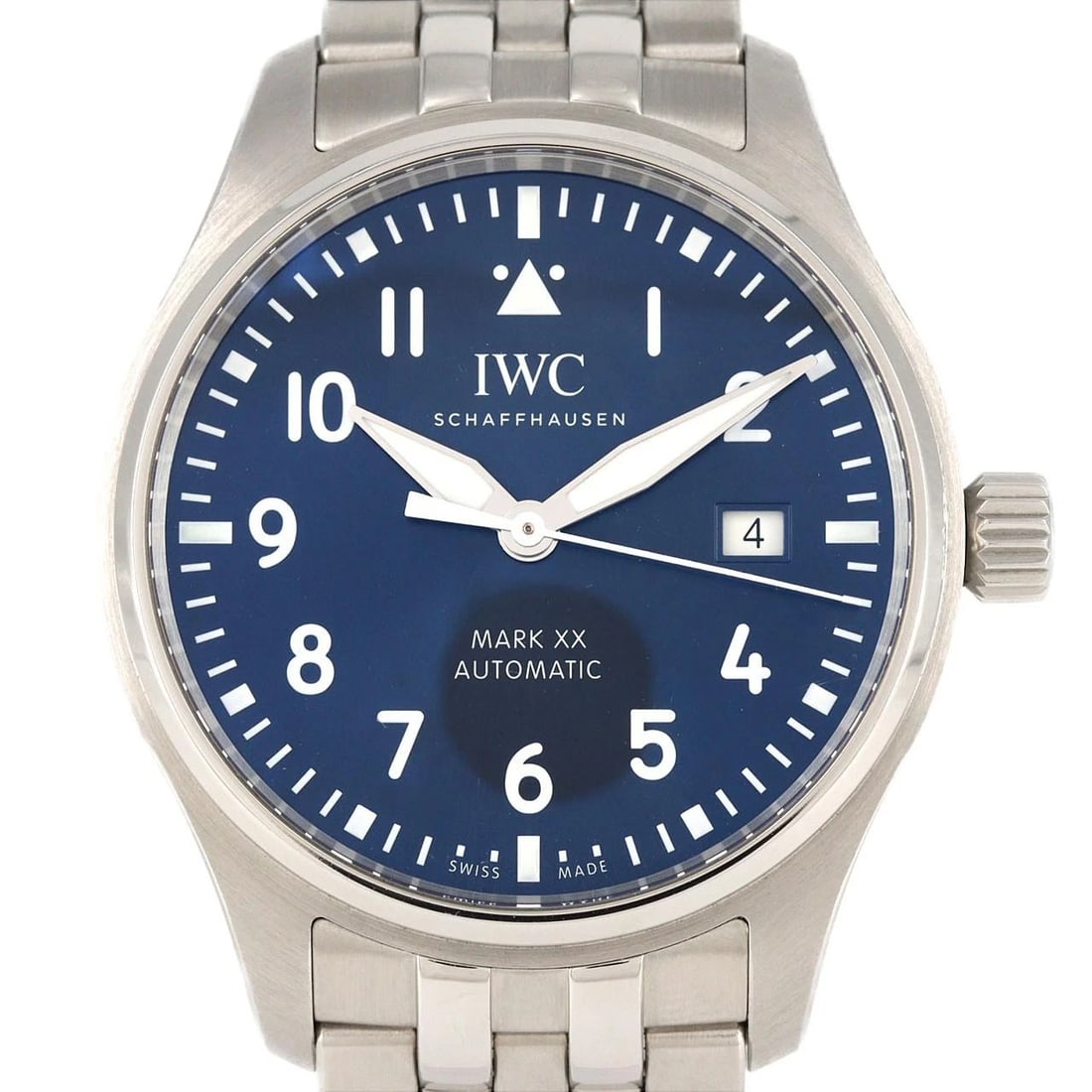IWC PILOT'S WATCH SS WATCH: IWC Pilot's Watch SS Watch Brand: IWC Type: Wristwatch Material: Case: SST Bracelet: SST Color: Dial Colors: Blue Arabia Size: Case diameter: 40mm Max Wrist size: 17.5cm Accessories: None