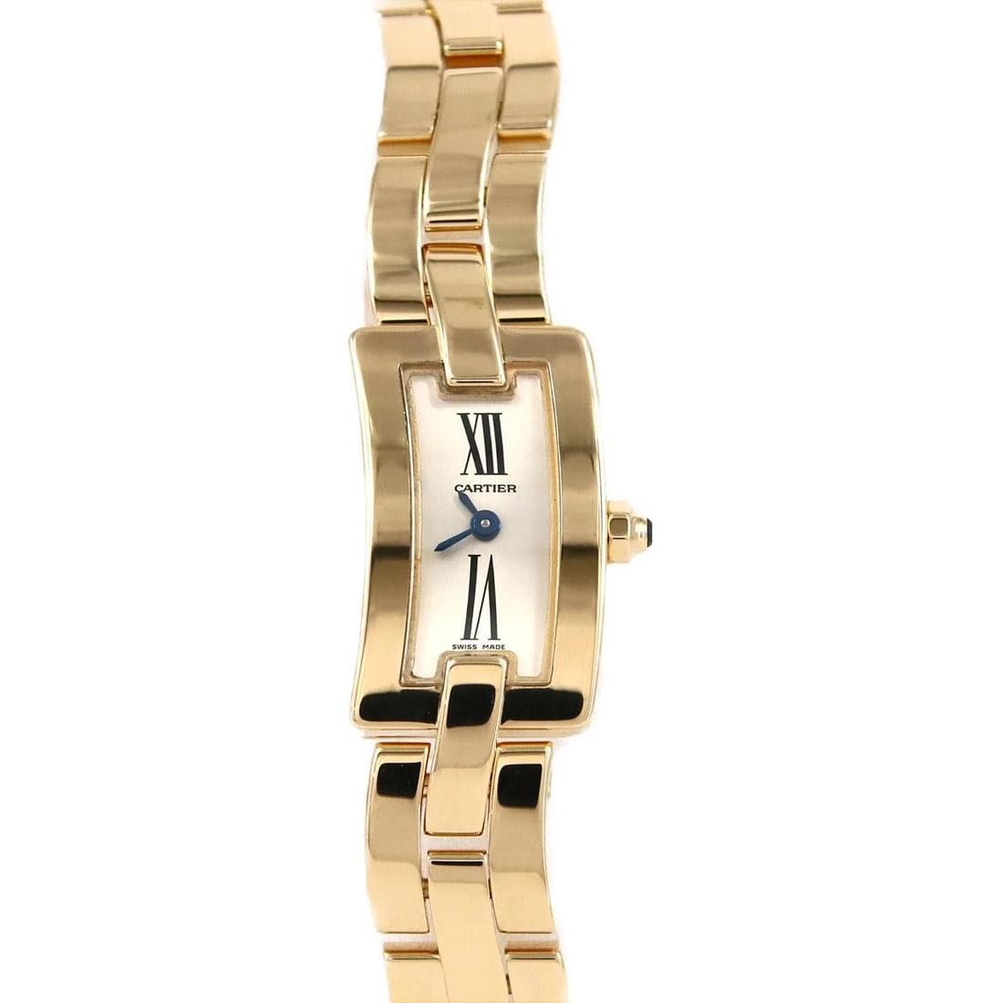 CARTIER BALLERINA YG WATCH: Cartier Ballerina YG Watch Brand: Cartier Type: Wristwatch Material: Case: Yellow Gold Bracelet: Yellow Gold Color: Dial Colors: Silver Size: Case diameter: 14x23.5mm Max Wrist size: 14cm 