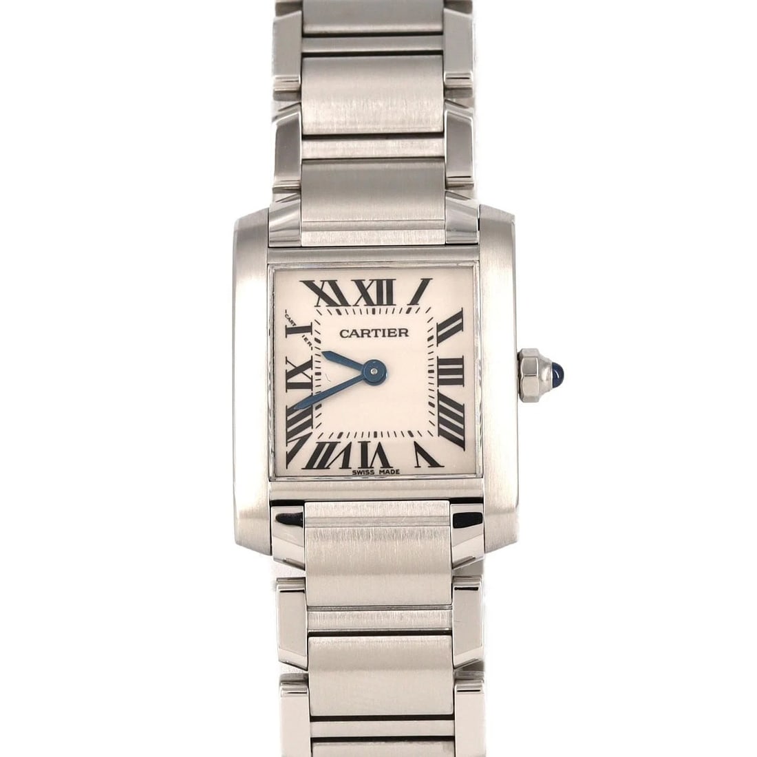 CARTIER TANK FRANCAISE SS WATCH: Cartier Tank Francaise SS Watch Brand: Cartier Type: Wristwatch Material: Case: SST Bracelet: SST Color: Dial Colors: Silver Roman Size: Case diameter: 20x25mm Max Wrist size: 17cm 