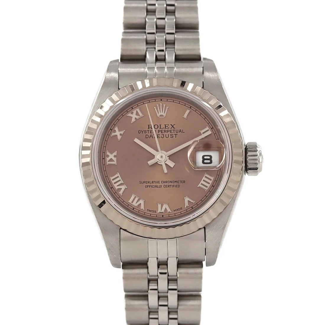 ROLEX DATEJUST SSXWG WATCH: Rolex Datejust SSxWG Watch Brand: ROLEX Type: Wrist watch Material: Case: Stainless steel x white gold Bracelet: Stainless steel Color: Dial color: Pink/Roman Size: Case diameter: Approx. 26