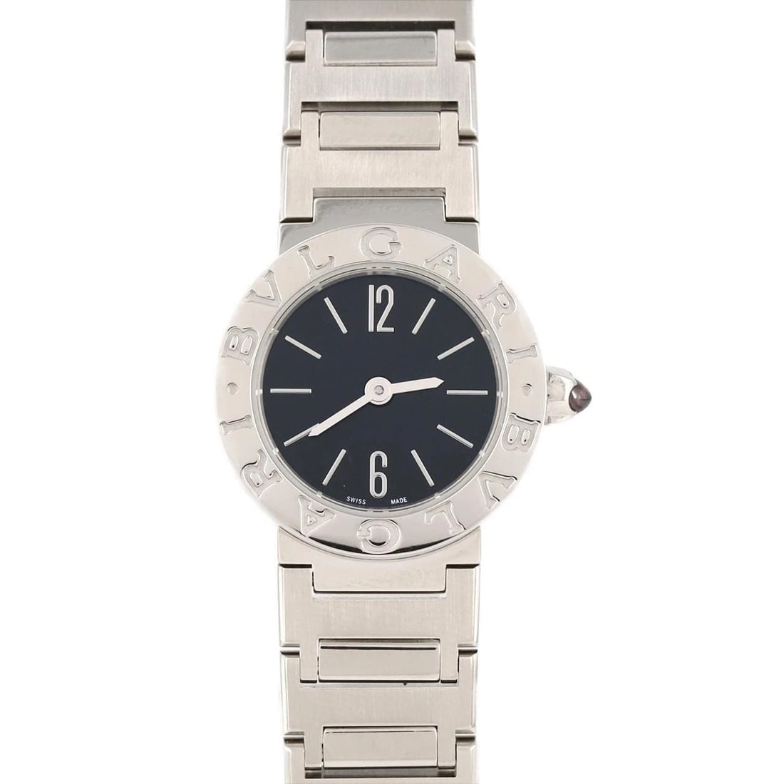 BVLGARI SS WATCH: BVLGARI SS Watch Brand: BVLGARI Type: Wristwatch Material: Case: SST Bracelet: SST Color: Dial Colors: Black Size: Case diameter: 23mm Max Wrist size: 15.5cm Accessories: None Accessories