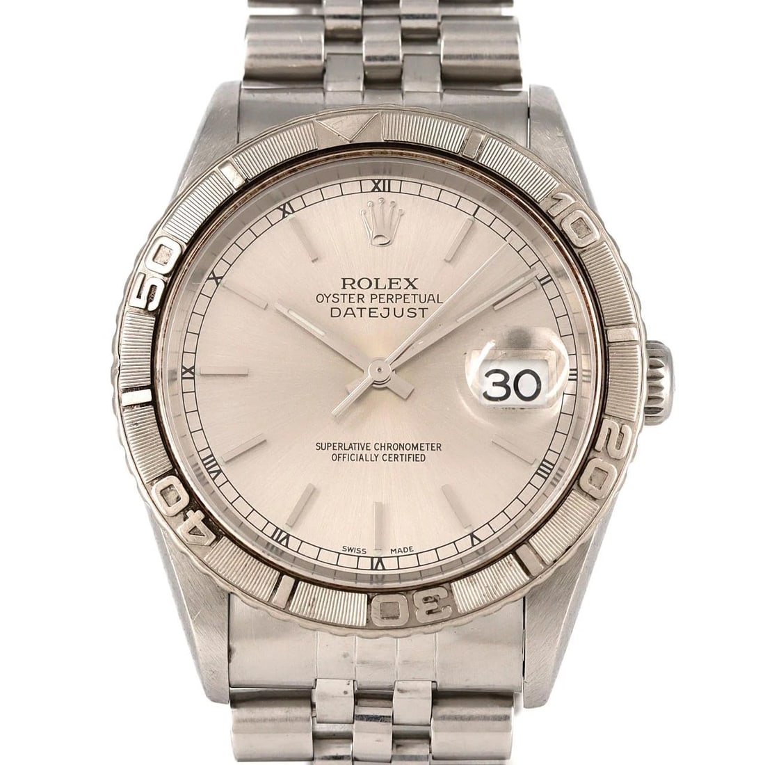 ROLEX THUNDERBIRD SSXWG WATCH: ROLEX Thunderbird SSxWG Watch Brand: ROLEX Type: Wristwatch Material: Case: SST x White Gold Bracelet: SST Color: Dial Colors: Silver Size: Case diameter: 36mm Max Wrist size: 18cm 