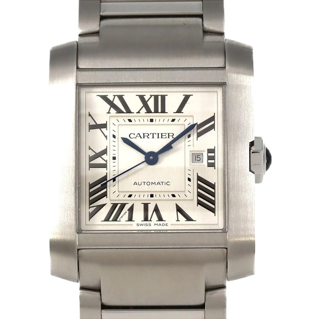 CARTIER TANK FRANÇAISE STAINLESS STEEL WATCH: Cartier Tank Française Stainless Steel Watch Brand: CARTIER Type: Wrist watch Material: Case: Stainless Steel Breath: Stainless Steel Color: Dial color: Silver/Roman Size: Case diameter: 30.5
