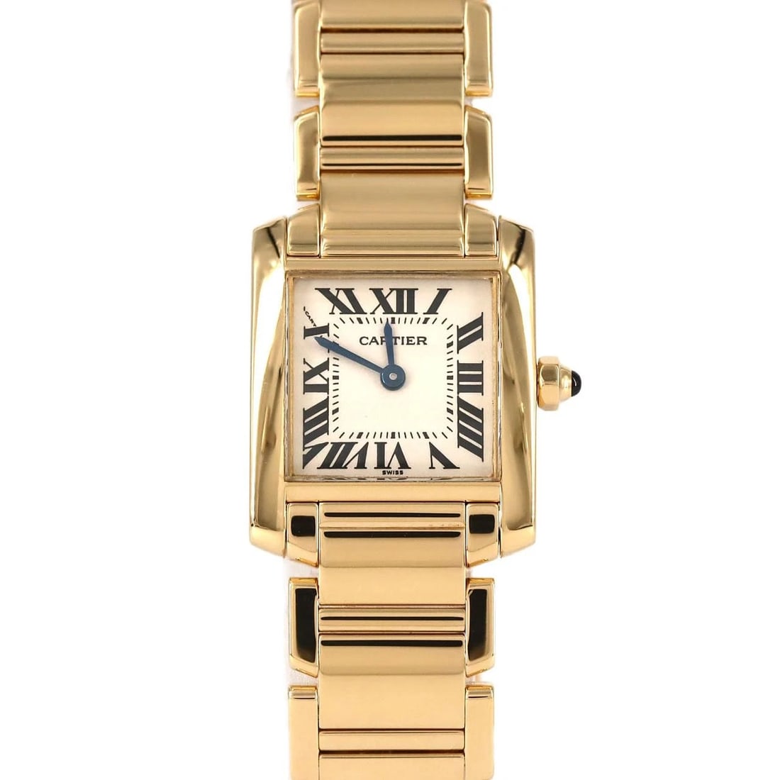 CARTIER TANK FRANÇAISE YG WATCH: Cartier Tank Française YG Watch Brand: CARTIER Type: Wrist watch Material: Case: Yellow gold Bracelet: Yellow gold Color: Dial color: Silver/Roman Size: Case diameter: 20x25 mm Max wrist