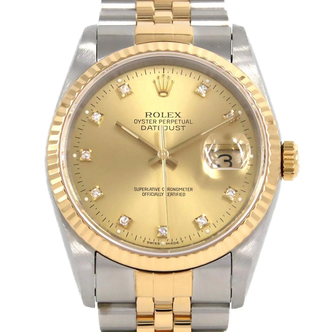 ROLEX DATEJUST SSXYG WATCH: Rolex Datejust SSxYG Watch Brand: ROLEX Type: Wrist watch Material: Case: Stainless steel x yellow gold Bracelet: Stainless steel x yellow gold Color: Dial color: Gold/Diamond Size: Case
