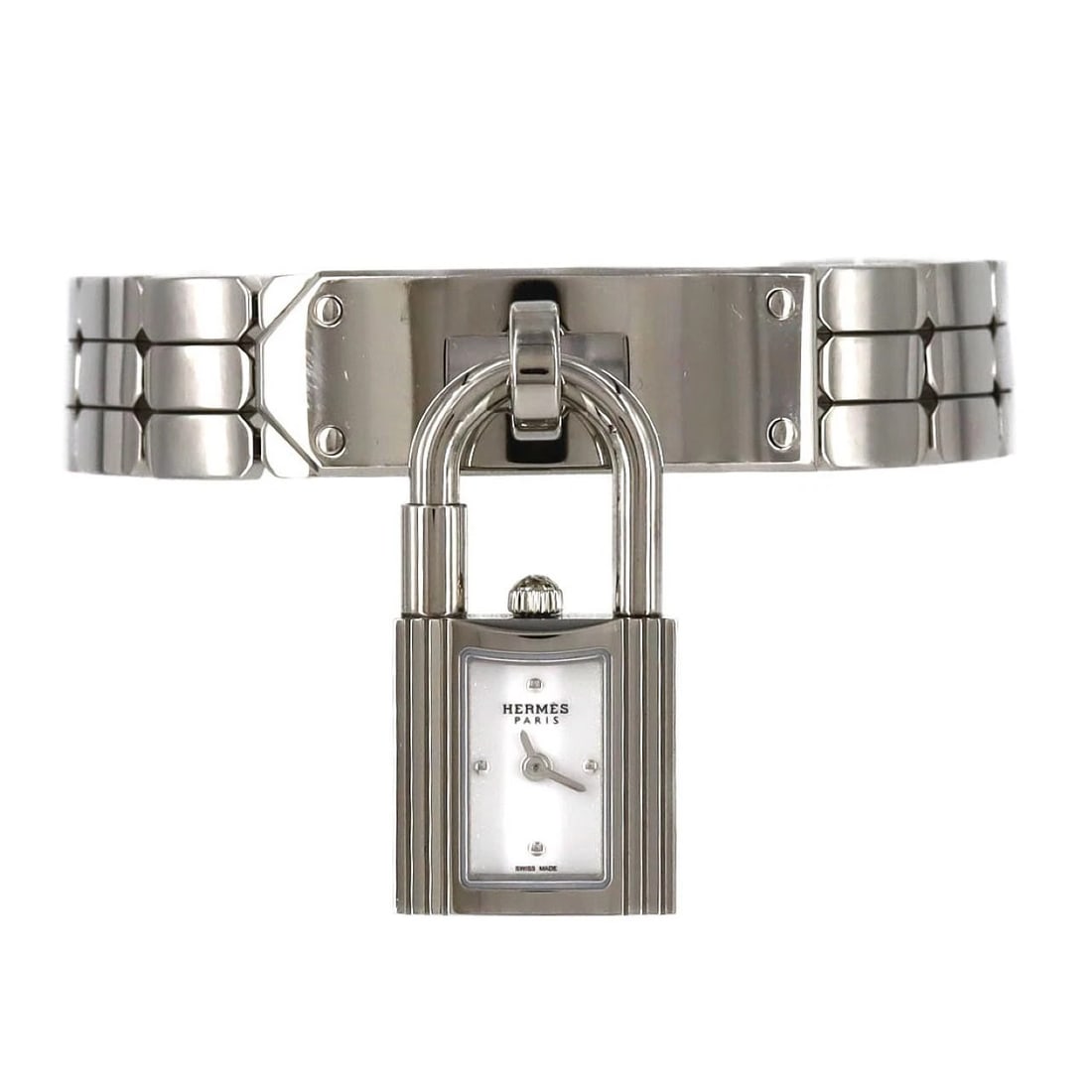 HERMES SS WATCH: HERMES SS Watch Brand: HERMES Type: Wristwatch Material: Case: SST Bracelet: SST Color: Dial Colors: White Size: Case diameter: 16mm Max Wrist size: 15.5cm Accessories: None Accessories