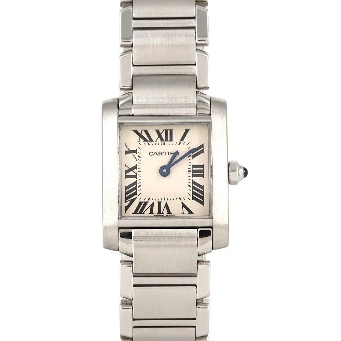 CARTIER TANK FRANCAISE SS WATCH: Cartier Tank Francaise SS Watch Brand: Cartier Type: Wristwatch Material: Case: SST Bracelet: SST Color: Dial Colors: Silver Roman Size: Case diameter: 20x25mm Max Wrist size: 17cm 