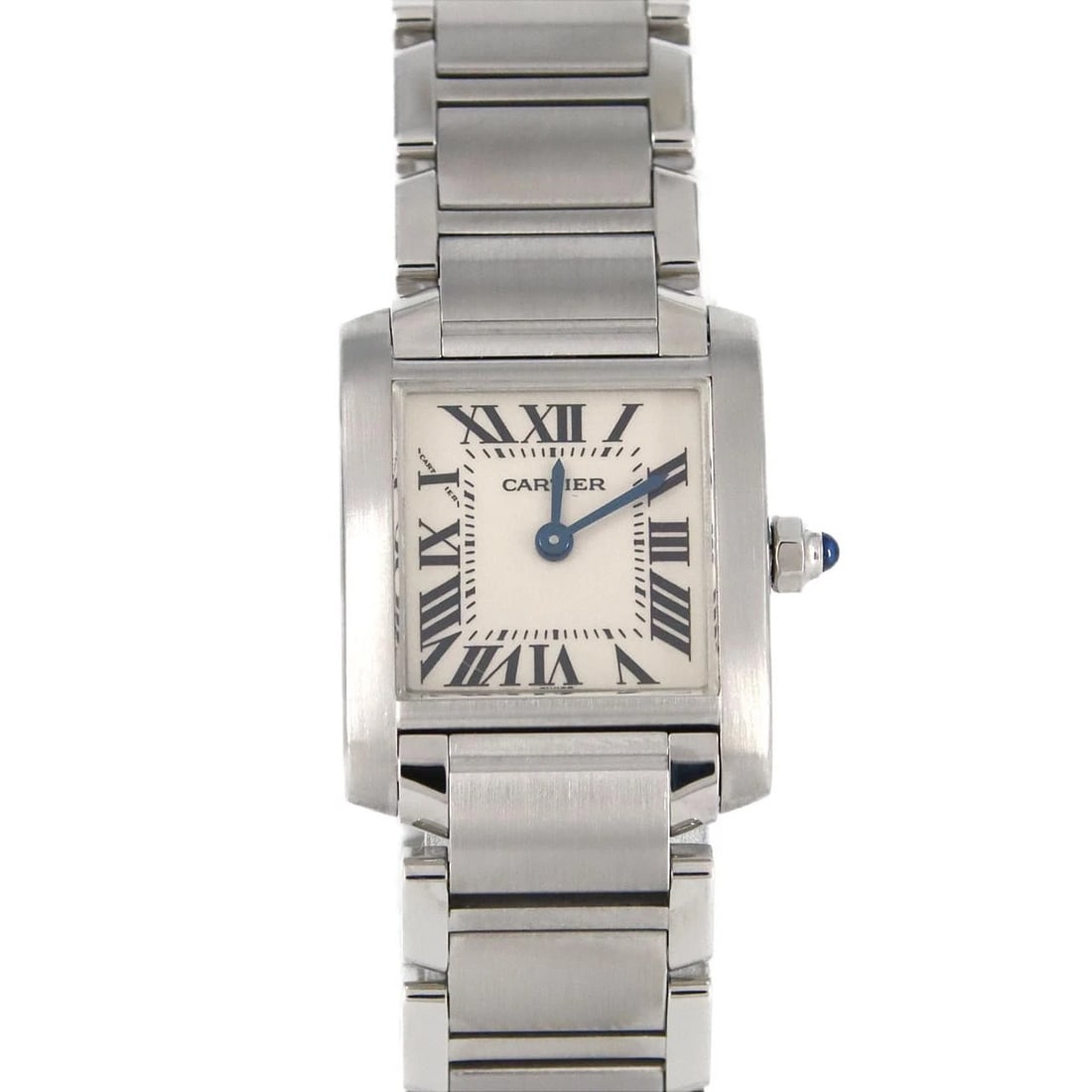 CARTIER TANK FRANCAISE SS WATCH: Cartier Tank Francaise SS Watch Brand: Cartier Type: Wristwatch Material: Case: SST Bracelet: SST Color: Dial Colors: Silver Roman Size: Case diameter: 20x25mm Max Wrist size: 15.0cm 
