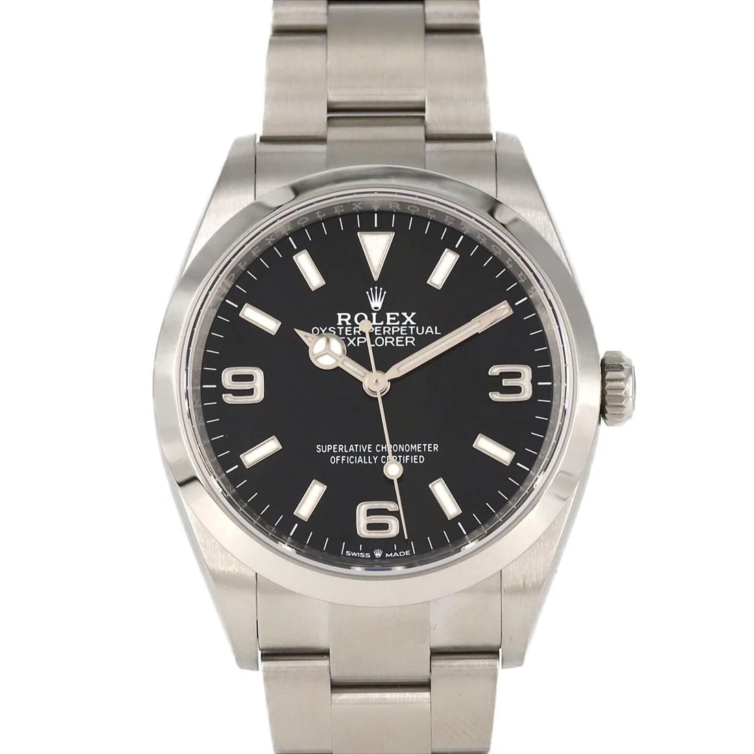 ROLEX EXPLORER STAINLESS STEEL WATCH: Rolex Explorer Stainless Steel Watch Brand: ROLEX Type: Wrist watch Material: Case: Stainless Steel Breath: Stainless Steel Color: Dial color: Black/3.6.9 Size: Case diameter: Approx. 36 mm