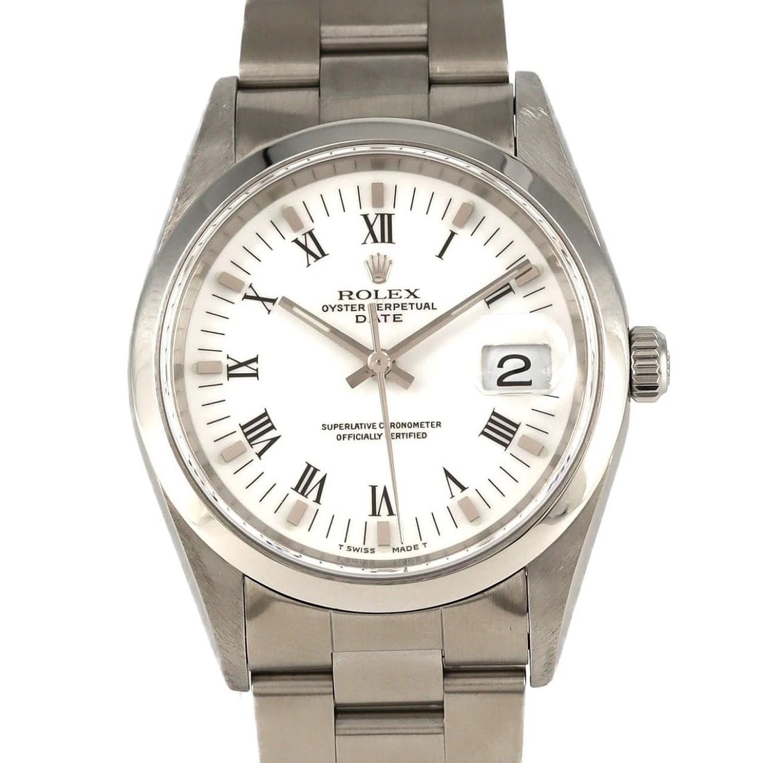 ROLEX OYSTER PERPETUAL SS WATCH: ROLEX Oyster Perpetual SS Watch Brand: ROLEX Type: Wristwatch Material: Case: SST Bracelet: SST Color: Dial Colors: White Print Roman Size: Case diameter: 34mm Max Wrist size: 16.5cm 