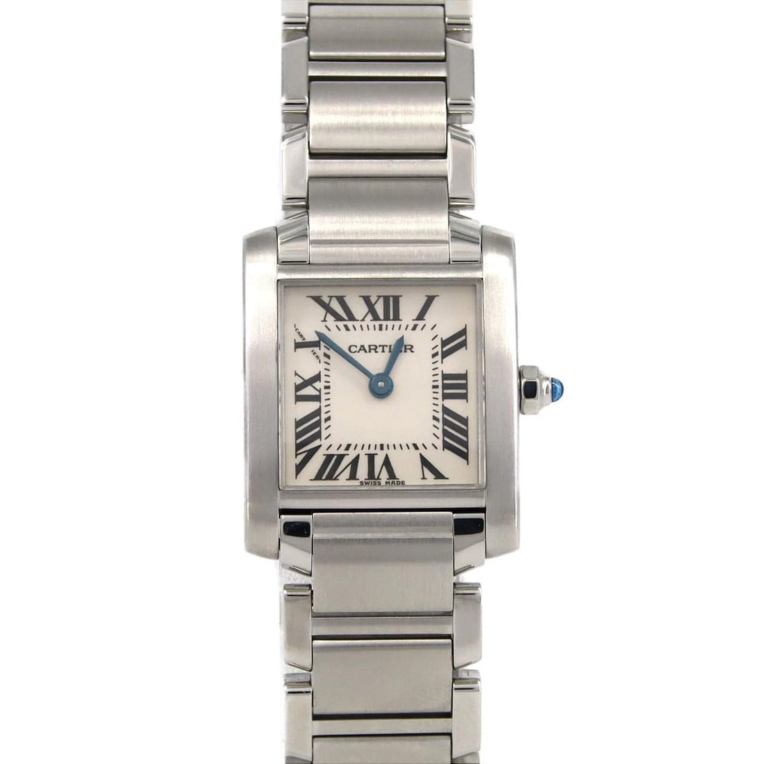 CARTIER TANK FRANCAISE SS WATCH: Cartier Tank Francaise SS Watch Brand: Cartier Type: Wristwatch Material: Case: SST Bracelet: SST Color: Dial Colors: Silver Roman Size: Case diameter: 20x25mm Max Wrist size: 17cm 