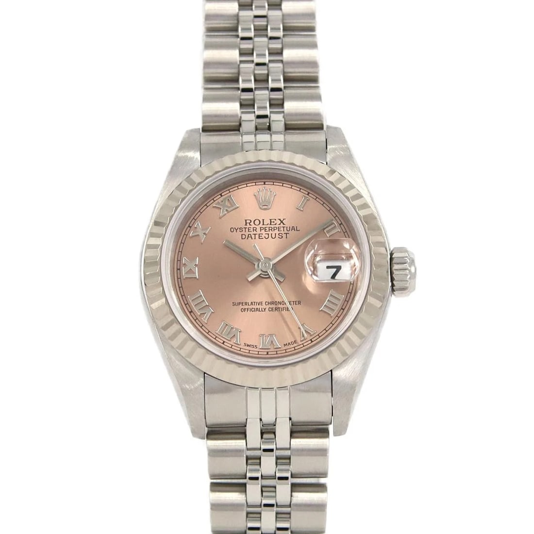 ROLEX DATEJUST SSXWG WATCH: Rolex Datejust SSxWG Watch Brand: ROLEX Type: Wrist watch Material: Case: Stainless steel x white gold Bracelet: Stainless steel Color: Dial color: Pink/Roman Size: Case diameter: Approx. 26mm