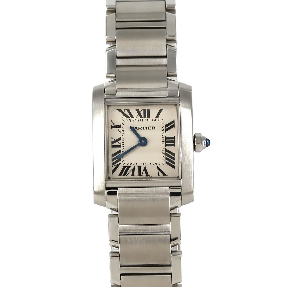 CARTIER TANK FRANCAISE SS WATCH: Cartier Tank Francaise SS Watch Brand: Cartier Type: Wristwatch Material: Case: SST Bracelet: SST Color: Dial Colors: Silver Roman Size: Case diameter: 20x25mm Max Wrist size: 17cm 