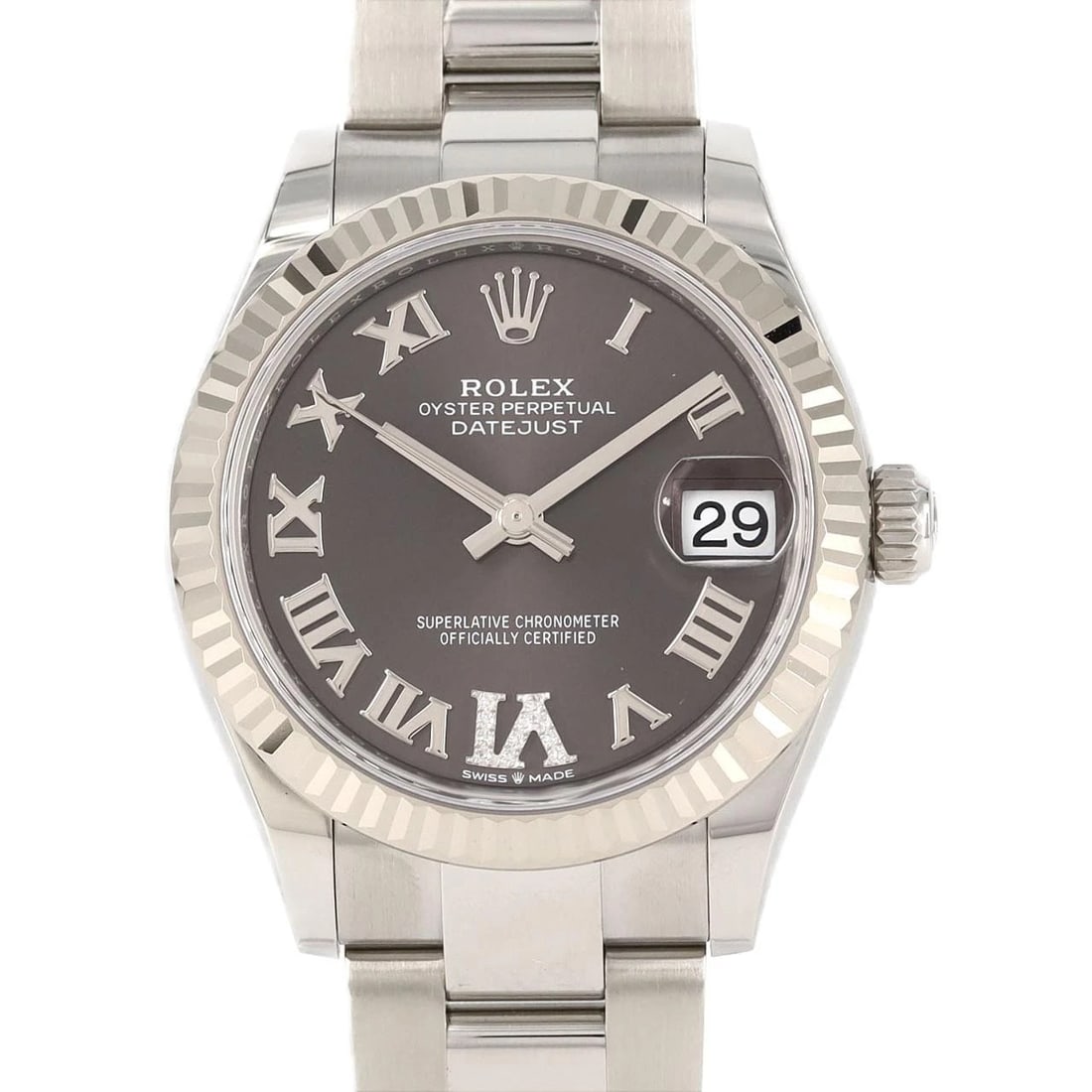 ROLEX DATEJUST SSXWG WATCH: Rolex Datejust SSxWG Watch Brand: ROLEX Type: Wrist watch Material: Case: Stainless steel x white gold Bracelet: Stainless steel Color: Dial color: Dark gray/Roman VI diamond Size: Case