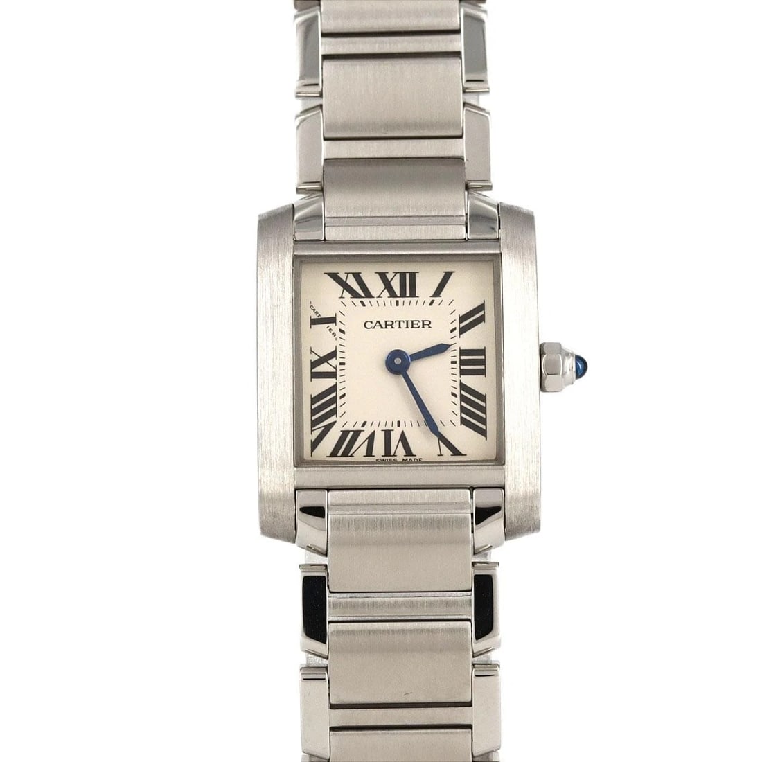 CARTIER TANK FRANCAISE SS WATCH: Cartier Tank Francaise SS Watch Brand: Cartier Type: Wristwatch Material: Case: SST Bracelet: SST Color: Dial Colors: Silver Roman Size: Case diameter: 20x25mm Max Wrist size: 15.5cm 