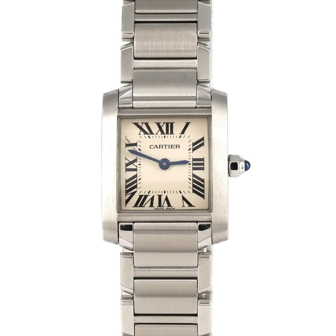 CARTIER TANK FRANCAISE SS WATCH: Cartier Tank Francaise SS Watch Brand: Cartier Type: Wristwatch Material: Case: SST Bracelet: SST Color: Dial Colors: Silver Roman Size: Case diameter: 20x25mm Max Wrist size: 16.5cm 