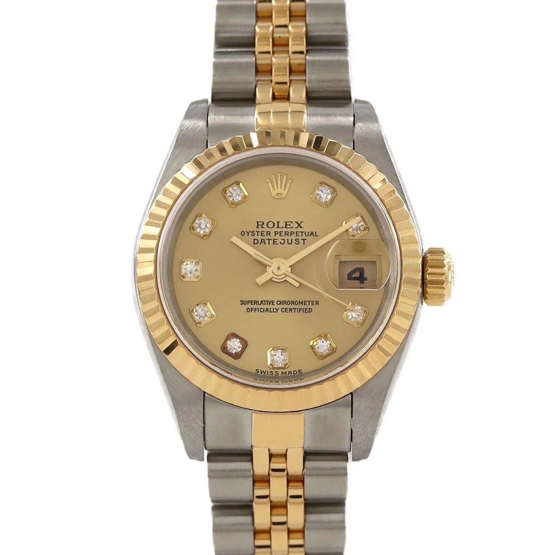 ROLEX DATEJUST SSXYG WATCH: ROLEX Datejust SSxYG Watch Brand: ROLEX Type: Wristwatch Material: Case: SST x Yellow Gold Bracelet: SST x Yellow Gold Color: Dial Colors: Gold Diamond Size: Case diameter: 26mm Max Wrist size: 15