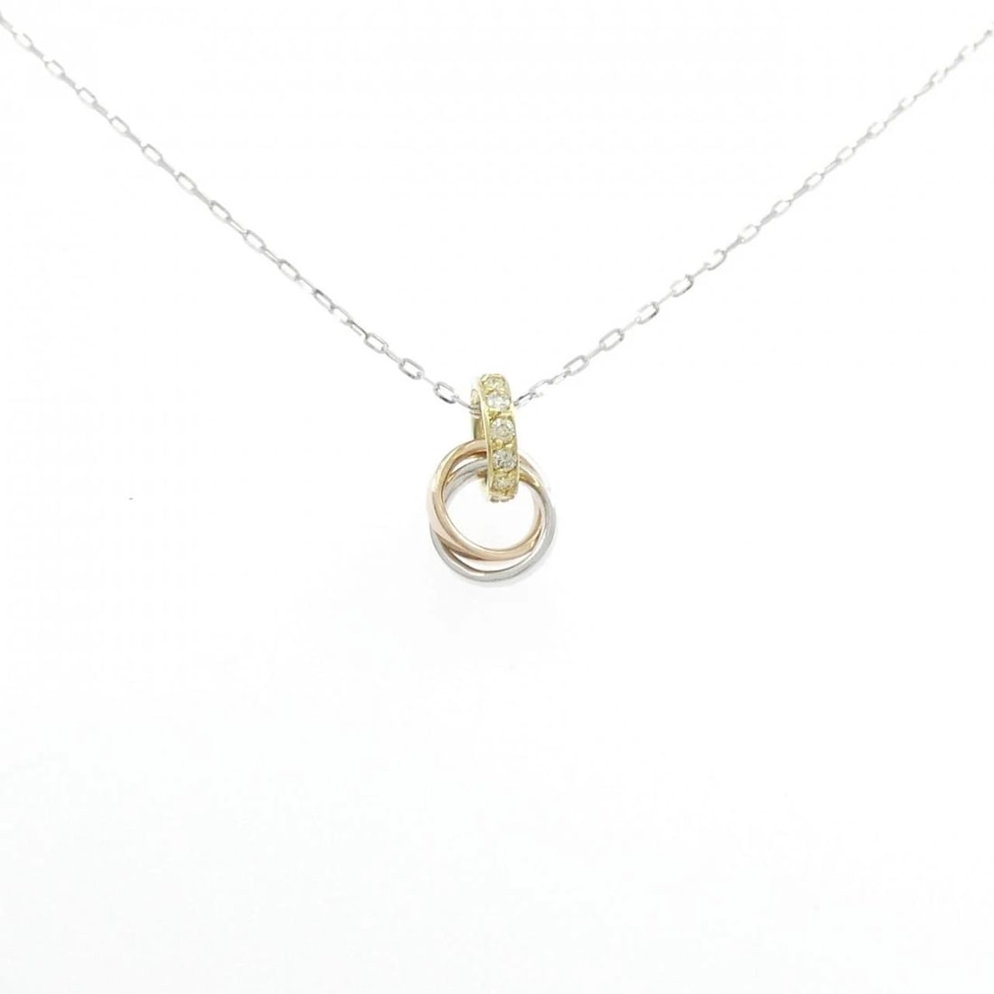 K18 THREE COLOR DIAMOND NECKLACE: K18 Three Color Diamond Necklace Brand: Unbranded Type: Necklace Material: K18 Yellow Gold K18 White Gold K18 Pink Gold, Main Stone/Creation Natural Color: yellow gold Size: 45cmPendant top H