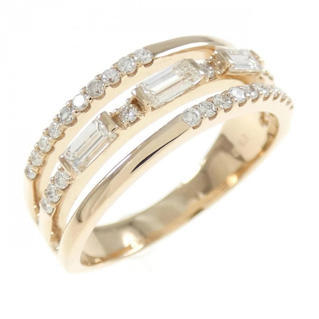 K18PG DIAMOND RING: K18PG Diamond Ring Brand: Unbranded Type: Ring Material: K18 Pink Gold, Main Stone/Creation Natural Color: pink gold Size: 5.5US Accessories: None Accessories Notice: When purchasing