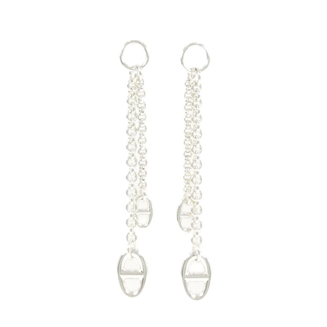 HERMES NEW FARANDOLE SMALL EARRINGS: HERMES New Farandole Small Earrings Brand: HERMES Type: Earrings Material: 925 Silver, Color: Silver Size: ActualSize HxW: 66.9mmx9.6mm Accessories: None Accessories Notice: When purchasing
