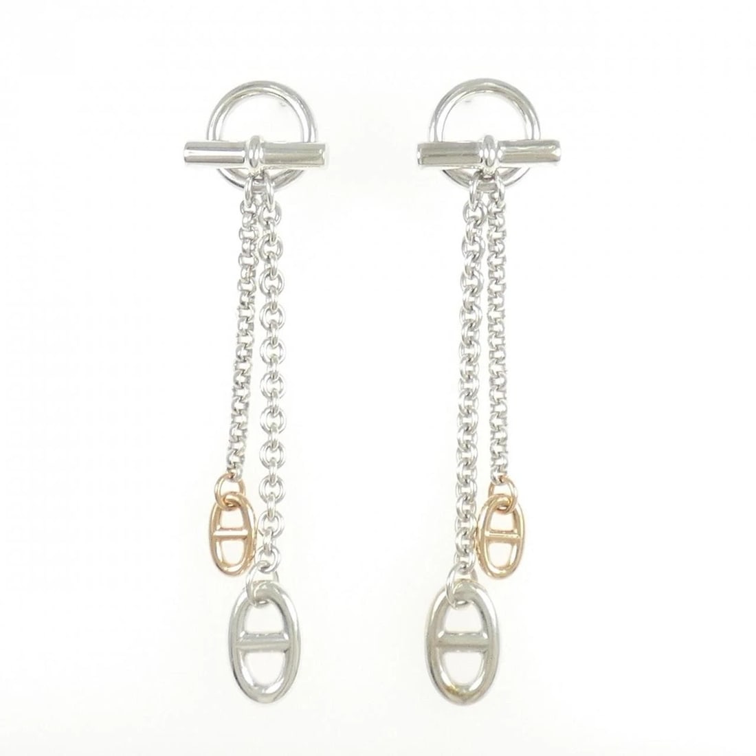 HERMES FARANDOLE EARRINGS: HERMES Farandole Earrings Brand: HERMES Type: Earrings Material: 925 Silver 750 Pink Gold, Color: none Size: ActualSize HxW: 69.3mmx16.0mm Accessories: None Accessories Notice: When