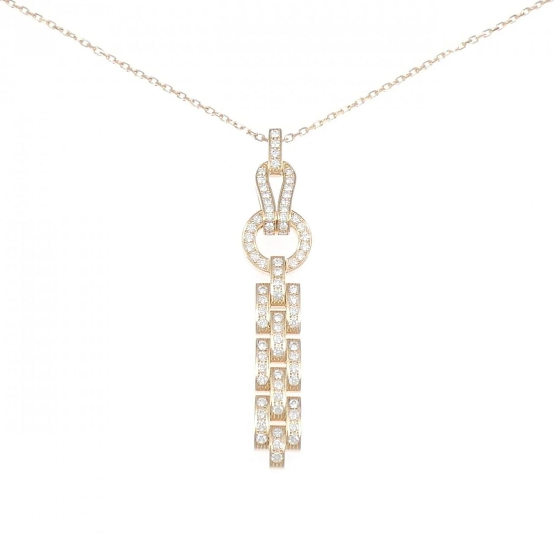 CARTIER AGRAFE NECKLACE: Cartier Agrafe Necklace Brand: Cartier Type: Necklace Material: 750 Pink Gold, Main Stone/Creation Natural Color: Pink Gold Size: 40cm,ActualSize Pendant top H x W: 67.6mmx13.4mm Chain Max. W: