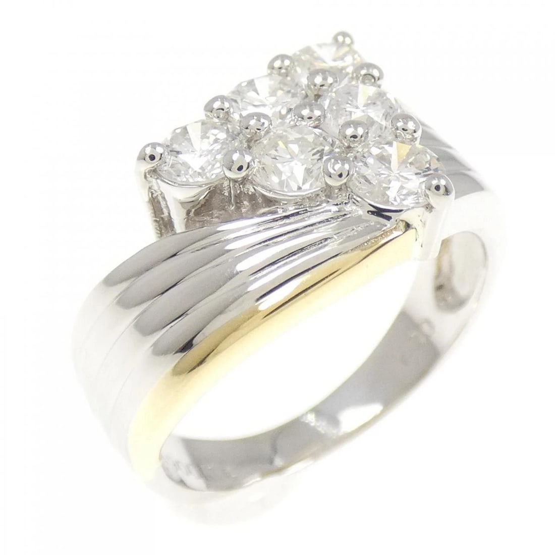 PT900 K18YG DIAMOND RING: PT900 K18YG Diamond Ring Brand: Unbranded Type: Ring Material: Platinum 900 K18 Yellow Gold, Main Stone/Creation Natural Color: platinum Size: 4.5-5US Accessories: None Accessories Notice: