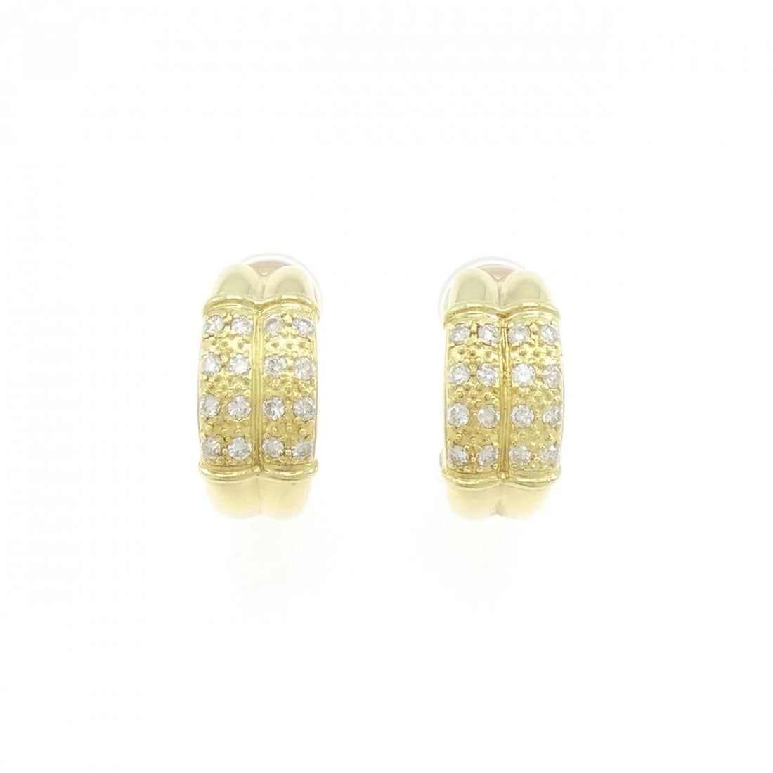 K18YG DIAMOND EARRINGS: K18YG Diamond Earrings Brand: Unbranded Type: Earrings Material: K18 Yellow Gold, Main Stone/Creation Natural Color: Yellow Gold Size: ActualSize HxW: 17.5mmx8.4mm Accessories: None