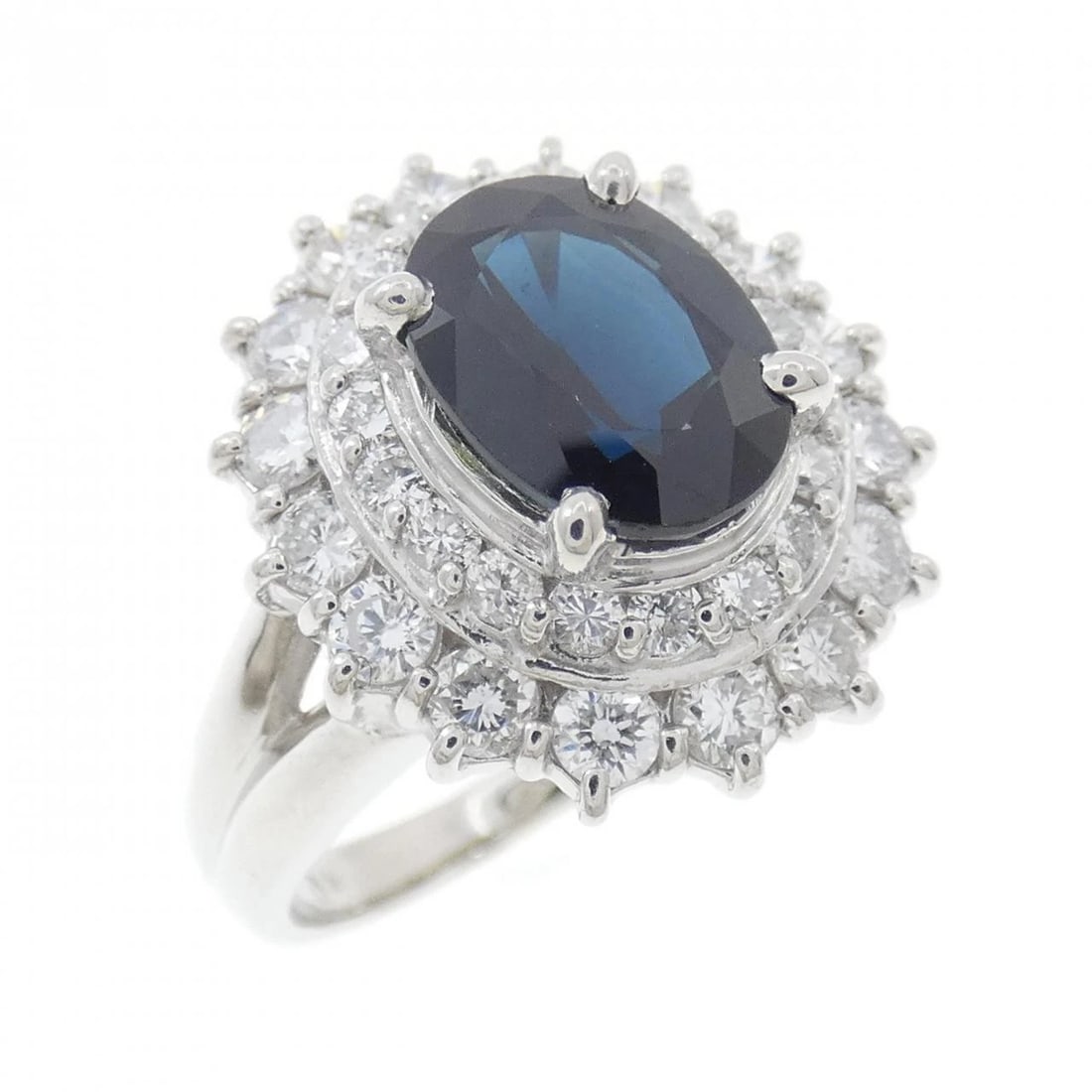 PT850 SAPPHIRE RING: PT850 Sapphire Ring Brand: Unbranded Type: Sapphire Ring Material: PT850, Main Stone/Creation SapphireSecondary Stone Natural Color: Silver Size: US6 Accessories: None Accessories Notice: