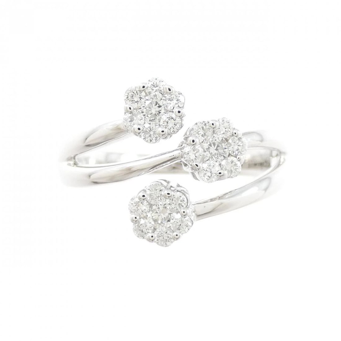 K18WG FLOWER DIAMOND RING - 2