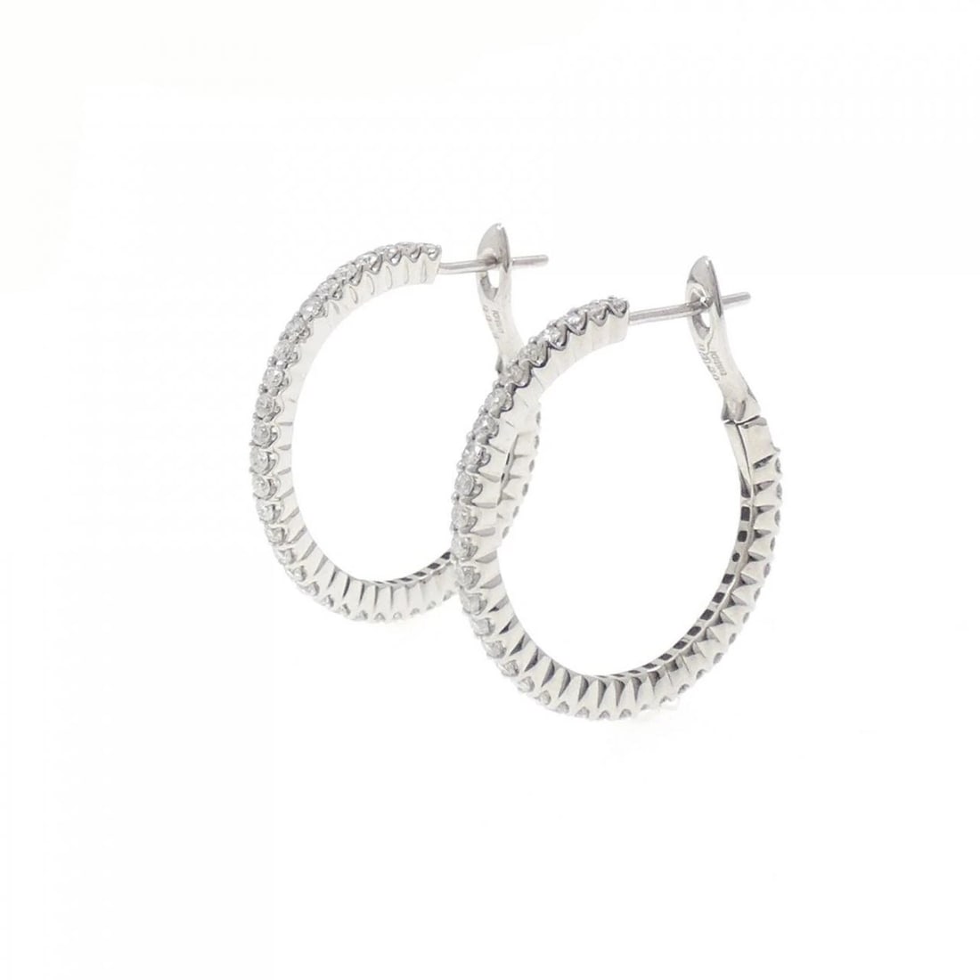 K18WG DIAMOND EARRINGS: K18WG Diamond Earrings Brand: Unbranded Type: Earrings Material: K18 White Gold, Main Stone/Creation Natural Color: white gold Size: HxW: 24.3mmx1.7mm Accessories: None Accessories Notice: