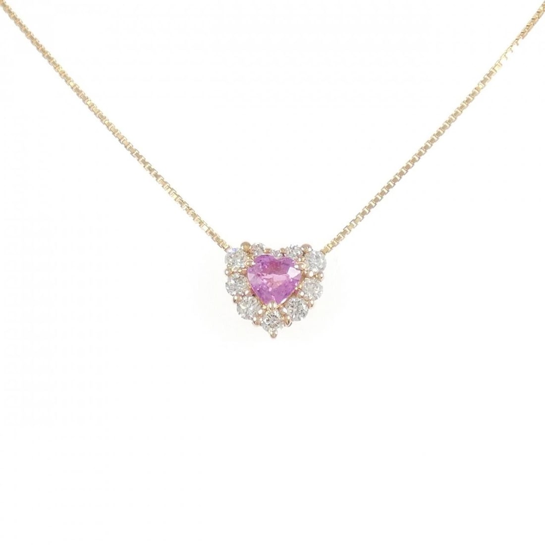 K18PG HEART SAPPHIRE NECKLACE: K18PG Heart Sapphire Necklace Brand: Unbranded Type: Necklace Material: K18 Pink Gold, Main Stone/Creation sapphire Color: pink gold Size: 45cm ActualSizePendant top H x W: 9.5mmx10.1mm Chain