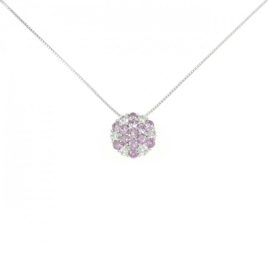 K18WG SAPPHIRE NECKLACE: K18WG Sapphire Necklace Brand: Unbranded Type: Necklace Material: K18 White Gold, Main Stone/Creation sapphire Color: white gold Size: 45cm ActualSizePendant top H x W: 9.4mmx9.4mm Chain Max.