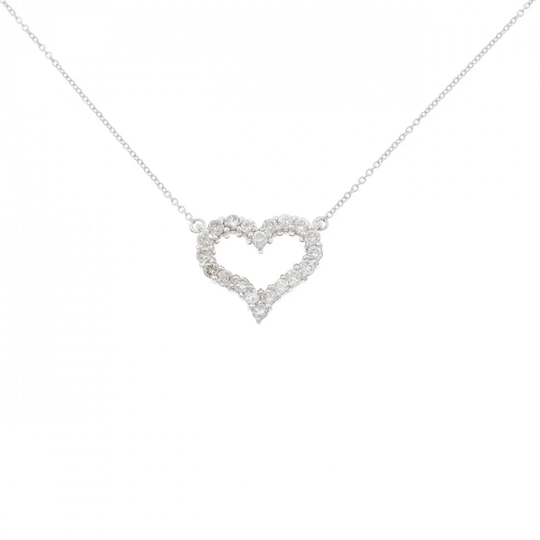 K18WG HEART DIAMOND NECKLACE: K18WG Heart Diamond Necklace Brand: Unbranded Type: Necklace Material: K18 White Gold, Main Stone/Creation Natural Color: white gold Size: 38cm ActualSizePendant top H x W: 12.8mmx14.5mm Chain