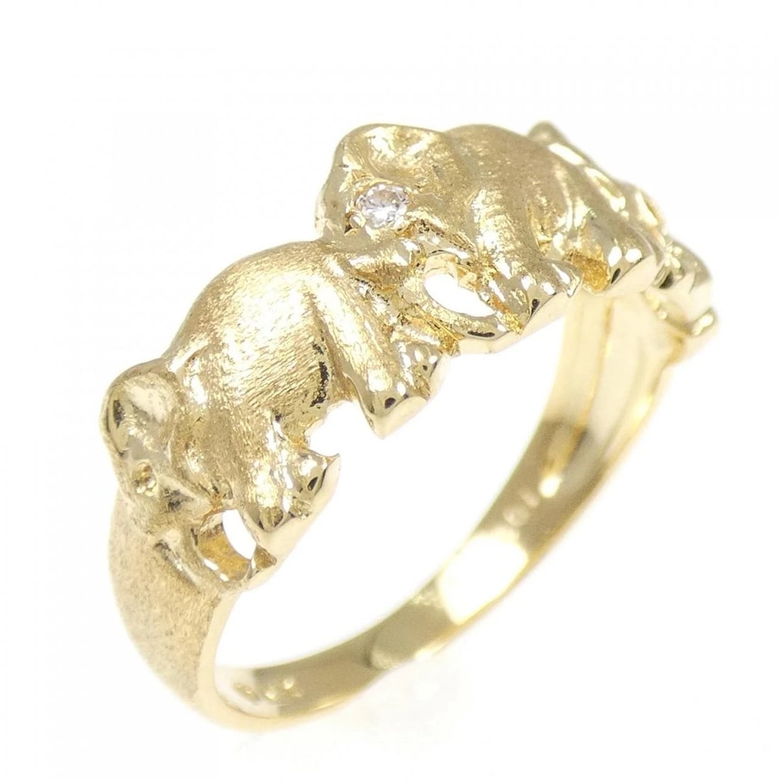 K18YG ELEPHANT DIAMOND RING: K18YG Elephant Diamond Ring Brand: Unbranded Type: Ring Material: K18 Yellow Gold, Main Stone/Creation Natural Color: Yellow Gold Size: 5.5 (US size) Accessories: None Accessories Notice: