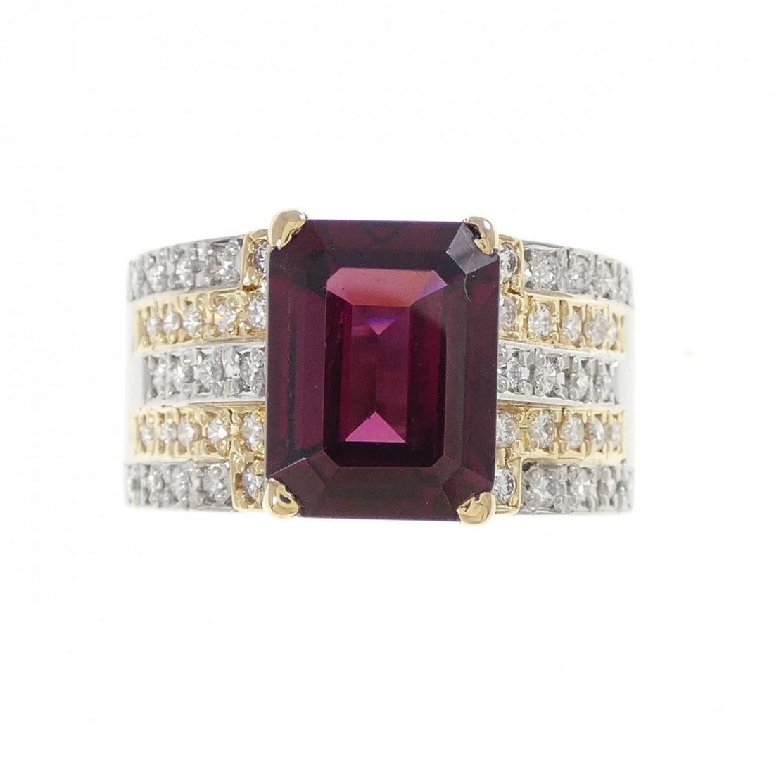 PT900 K18YG GARNET RING - 2