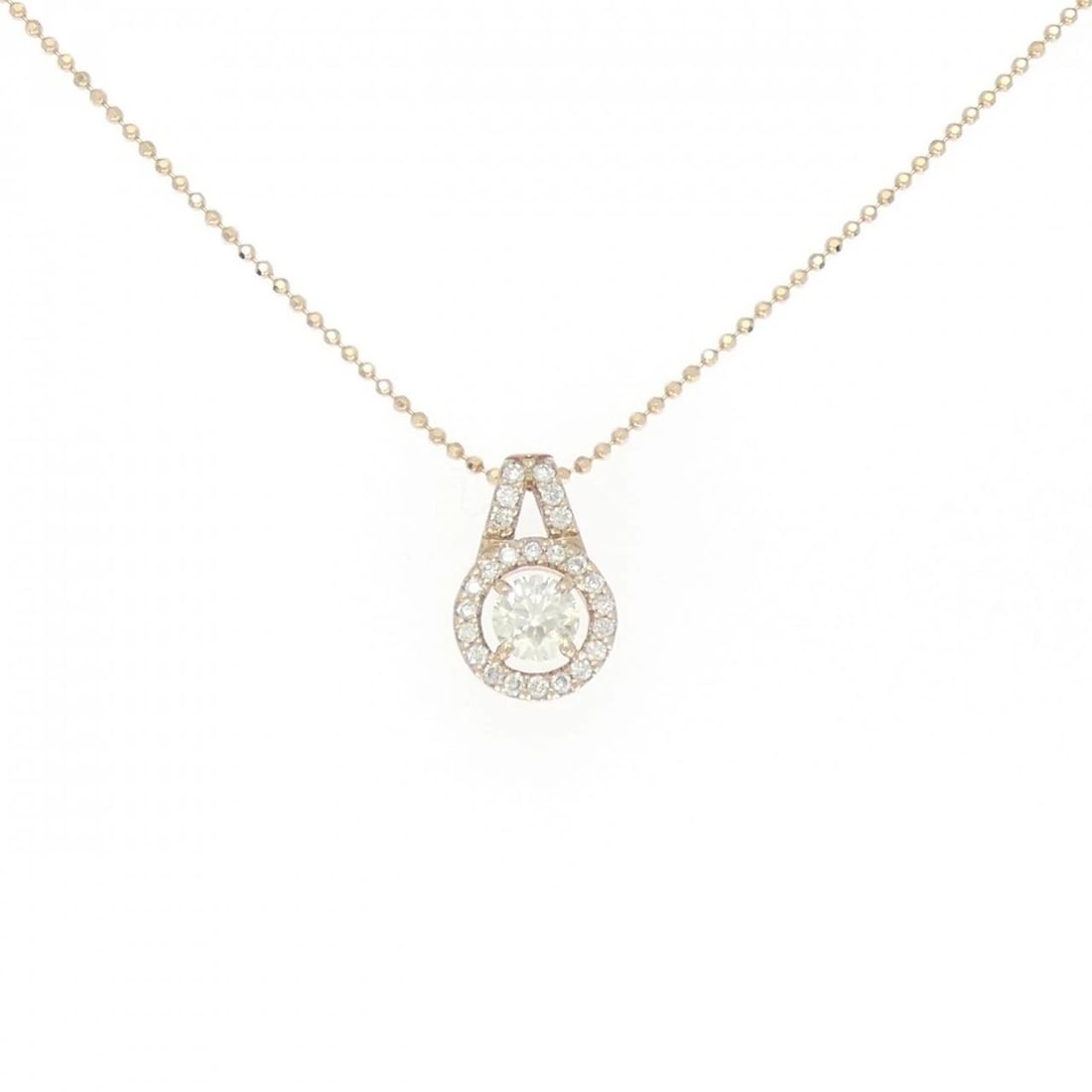 K18PG DIAMOND NECKLACE: K18PG Diamond Necklace Brand: Unbranded Type: Necklace Material: K18 Pink Gold, Main Stone/Creation Natural Color: pink gold Size: 46cm ActualSizePendant top H x W: 12.9mmx8.4mm Chain Max. W: