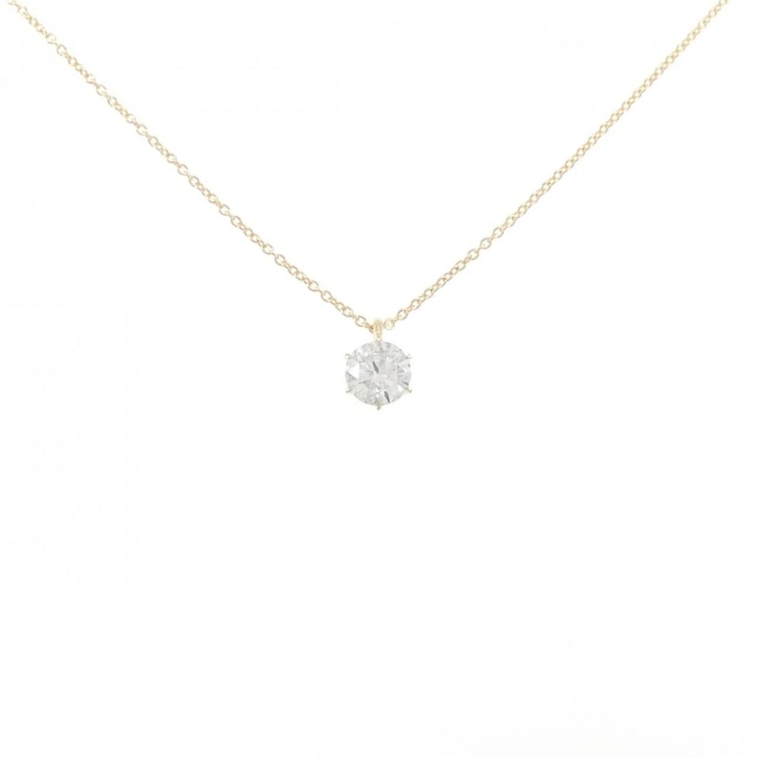 K18YG DIAMOND NECKLACE: K18YG Diamond Necklace Brand: Unbranded Type: Necklace Material: K18 Yellow Gold, Main Stone/Creation Natural Color: yellow gold Size: 45cm ActualSizePendant top H x W: 7.5mmx5.1mm Chain Max.